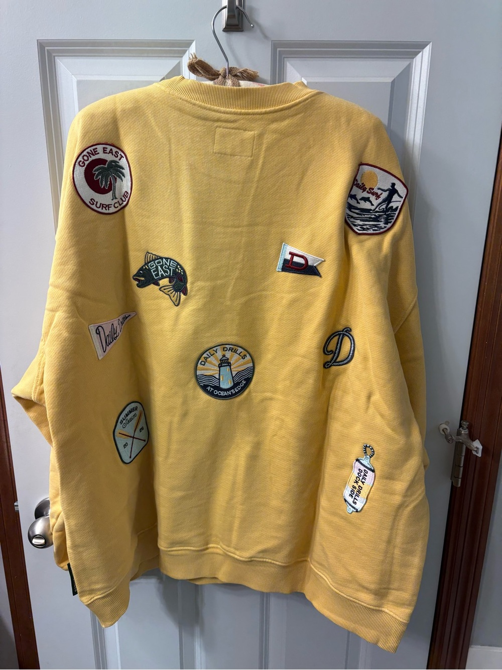 New! Daily Drills oversized Out East crewneck in yellow